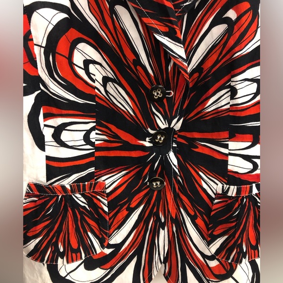 ROFA MODEN MULTICOLOURED COTTON JACKET BUTTONS DOWN TWO POCKETS IN SIZE 16 uk - Picture 6 of 9